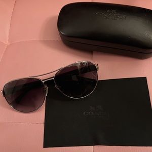 Sold / Coach Horse and Carriage Pilot aviator silver sunglasses for women